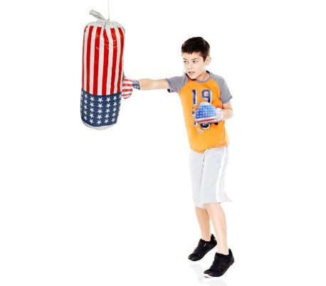 824005 Set de boxeo para niños motivo AMERICA FIGHT saco y guantes para entreno 