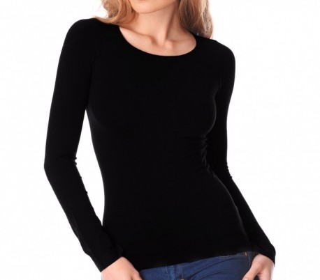 VKA20 Camiseta térmica para mujer interior de felpa cuello redondo slim fit