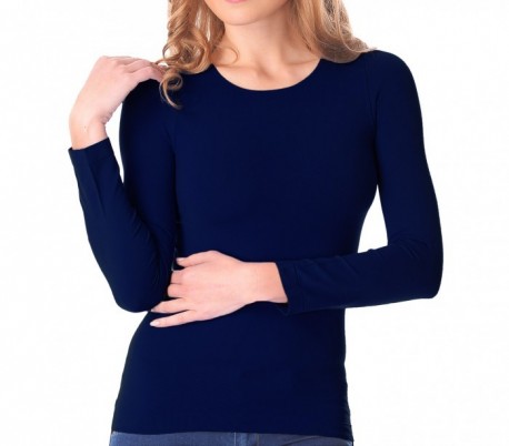 VKA20 Camiseta térmica para mujer interior de felpa cuello redondo slim fit