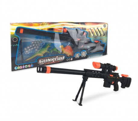 395035 Pistola de juguete GUN PLAY CIGIOKI con balas y objetivo incluidos
