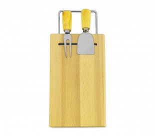 689378 Tabla de cortar queso madera betulla con tenedor y espátula 33 x 15 cm 2