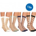 W-8003 Pack 12 pares media calcetín para mujer mod. LOVELY color variado 