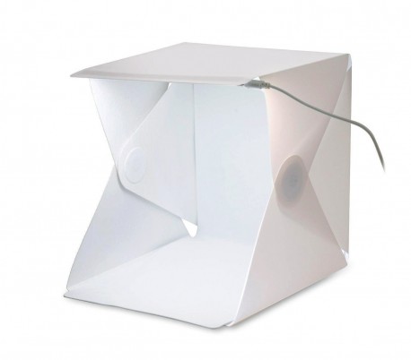 4498 Mini set fotográfico 22 x 24 x 24 cm con luz led fondos blancos y negros