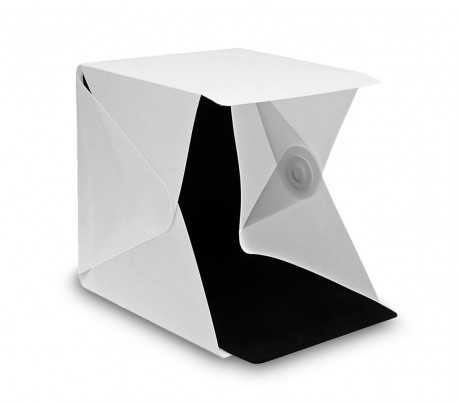 4498 Mini set fotográfico 22 x 24 x 24 cm con luz led fondos blancos y negros