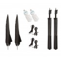 Kit 2 paraguas reflectantes fotográficos 85 cm 4493 con lámparas de 135 vatios