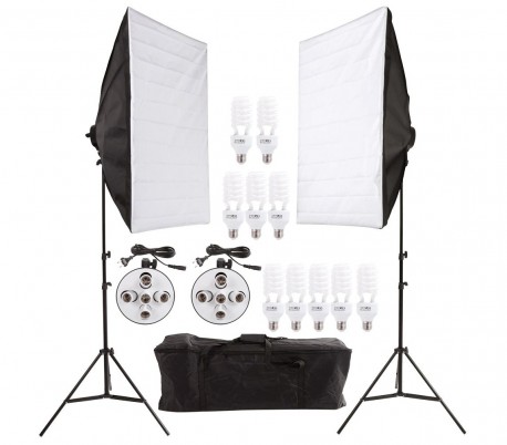 4499 Set softbox photography dos stand con 10 lámparas de 45 vatios y gabinete