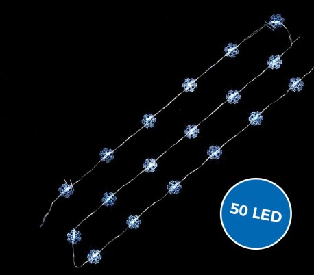 561086 Serie de 50 LED LUCES DE NAVIDAD para INTERIOR forma de copo de nieve