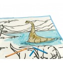 121769 Alfombra para jugar y colorear DINOSAURI lavable 50x50cm colores inluidos