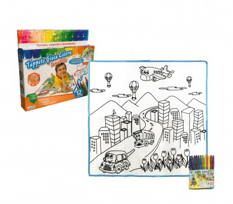 121768 Alfombra juega y colorea CITTA lavable 50 x 50 cm colores incluidos