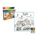 121768 Alfombra juega y colorea CITTA lavable 50 x 50 cm colores incluidos
