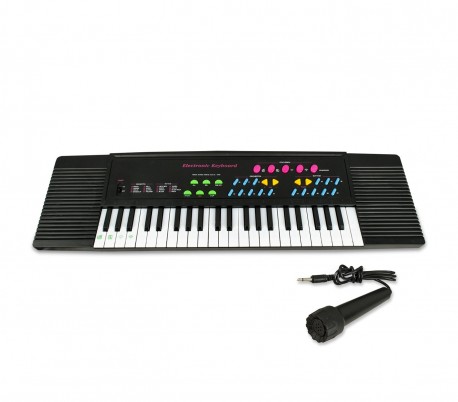 100380 Teclado electrónico de juguete con micrófono 44 teclas y bases rítmicas