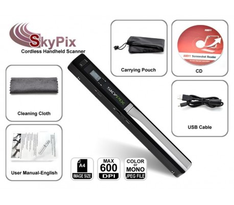 Escaner inalámbrico portátil a4 900 dpi skypix