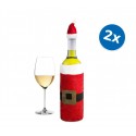569197 Pack 2 cubre botellas de NAVIDAD vestido y gorrito de Papá noel