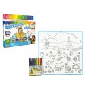 121767 Alfombra juega y colorea OCEANO lavable 50 x 50 cm con 12 rotuladores 