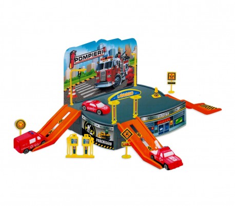 121838 Playset juego PARCHEGGIO VIGILI DEL FUOCO con helicóptero y vehículos