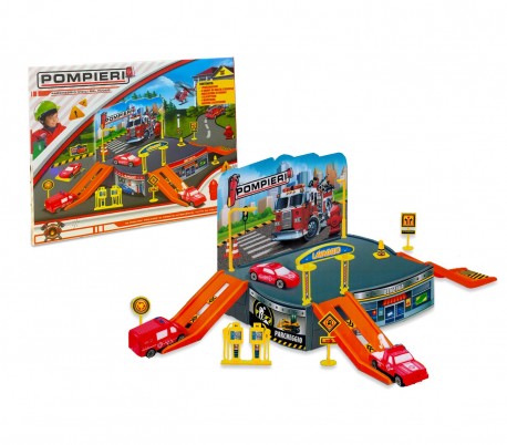 121838 Playset juego PARCHEGGIO VIGILI DEL FUOCO con helicóptero y vehículos