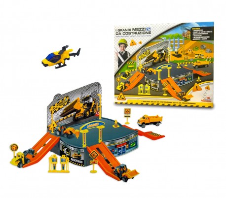 121837 Playset juego CANTIERE IN COSTRUZIONE con helicóptero y vehículos