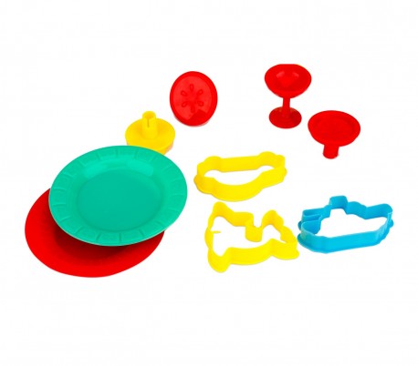 100485 Banco de diseño DECORA KID con plastilina con muchos moldes y accesorios