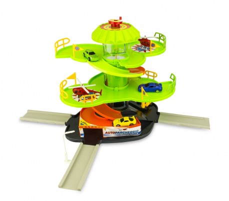 102303 Playset multinivel de estacionamiento automático helicóptero y ascensor