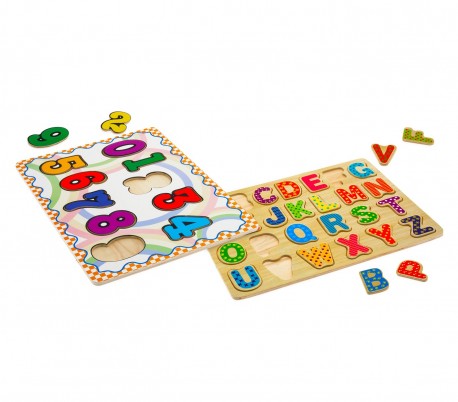 404767 Puzzle de madera LETRAS o NÚMEROS juego educativo 20 x 31 x 23 cm