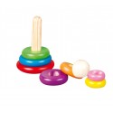 401667 Pirámide contracción de madera PUZZLE anillos de colores 8 elementos