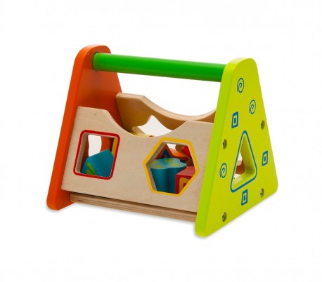 405047 Juego educativo ENCAJAR LAS FORMAS de madera en colores con 6 formas 