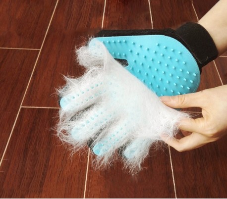 4560 Guante para la eliminación de pelos para perros cepillo azúl masajeador