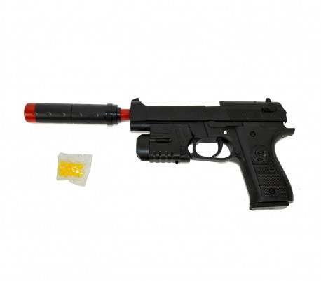 318843 Pistola de juguete con SILENCIADOR y láser de bolas de 6 mm 129-5 incluid
