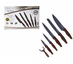 RL-WD5G Juego cuchillos 6 pz ROYALTY LINE recubrimiento de mármol antibacteriano