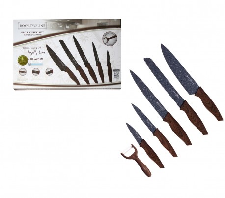 RL-WD5G Juego cuchillos 6 pz ROYALTY LINE recubrimiento de mármol antibacteriano