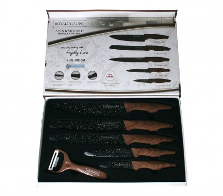 RL-WD5G Juego cuchillos 6 pz ROYALTY LINE recubrimiento de mármol antibacteriano