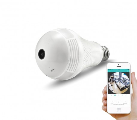 768881 Cámara de vigilancia wifi con toma E27 Panoramic 360 ° 3D HD