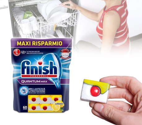 8168622 FINISH Powerball Quantum MAX lavavajillas olor limón 60 capsúlas