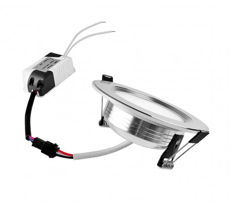 685631 Foco LED redondo y empotrable 9 Watt luz fría cromado y cristal mate