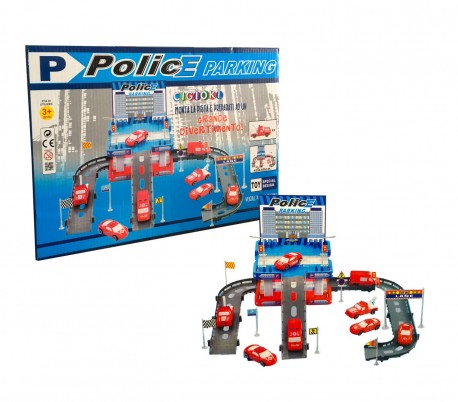 358597 Playset pista garaje de policia CIGIOKI para ensamblar coches incluidos