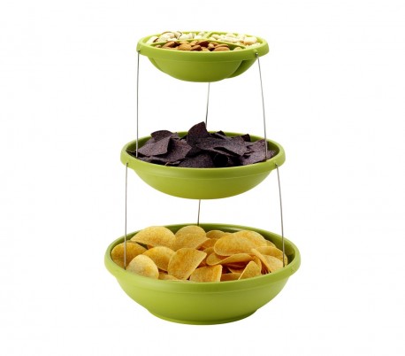 Accesorio de bandejas porta SNACKS de 3 compartimentos PARTY PLATES 