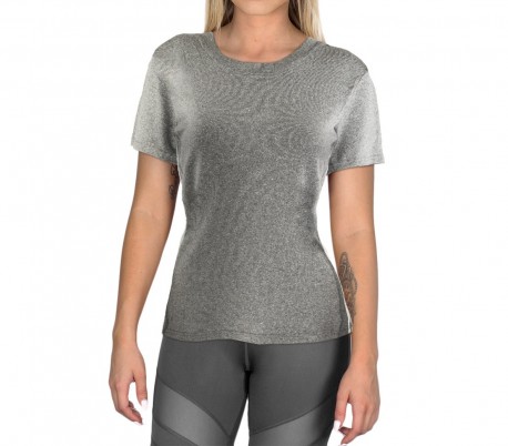 KZ-357 Camiseta de mujer en tejido para fitness transpirable con rayas laterales