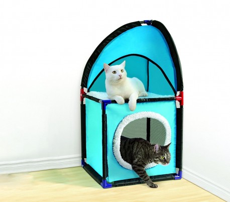 004065 Caseta de 2 niveles para gatos KITTY CORNER acolchada 71 x 36 x 36cm