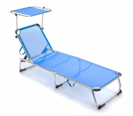 Tumbona de aluminio Q.BO con sombrilla mod. SAPRI en Textilene