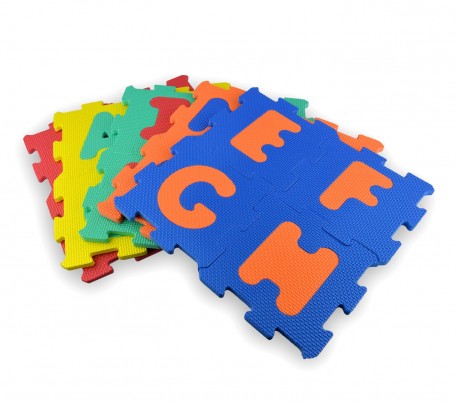 529057 Puzzle de goma Eva 20 piezas letras y números modulares de 15 x 15 cm