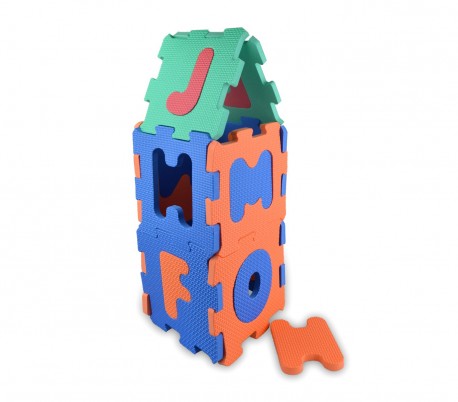 529057 Puzzle de goma Eva 20 piezas letras y números modulares de 15 x 15 cm