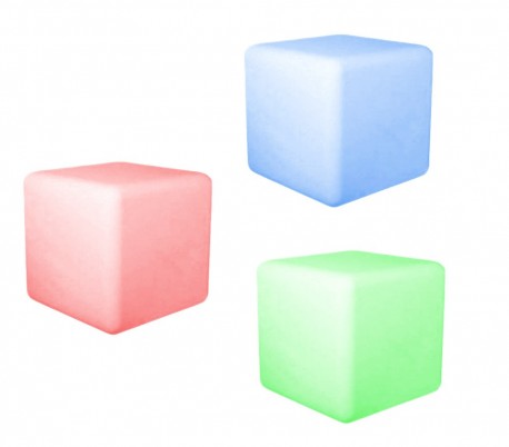 370582 Set 3 cubos LED Multicolor cromoterapia luz para ambiente nocturna 6.5 cm