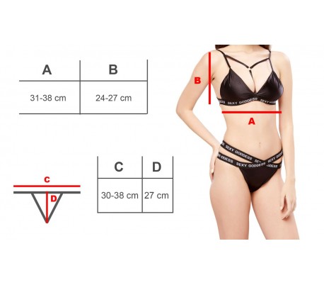 H285 Conjunto 2 piezas de sujetador y slip con cuerdas con efecto trenzado