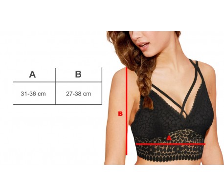 H823 Top con sujetador para mujer modelo SARAH las copas acolchadas con encaje