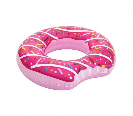 36118 Flotador en forma de rosquilla mordida inflable 107 cm chocolate o fresa