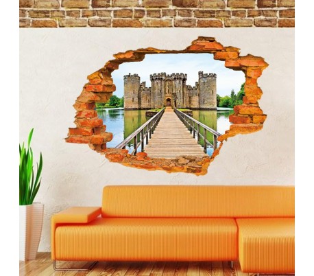 Vinilo 3D con efecto hiperrealista y motivo de CASTILLO MEDIEVAL (60 x 90 cm)