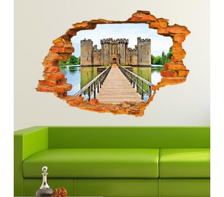Vinilo 3D con efecto hiperrealista y motivo de CASTILLO MEDIEVAL (60 x 90 cm)