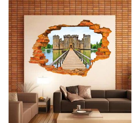 Vinilo 3D con efecto hiperrealista y motivo de CASTILLO MEDIEVAL (60 x 90 cm)