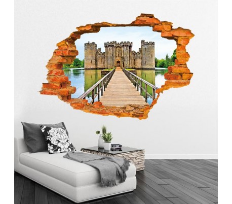 Vinilo 3D con efecto hiperrealista y motivo de CASTILLO MEDIEVAL (60 x 90 cm)
