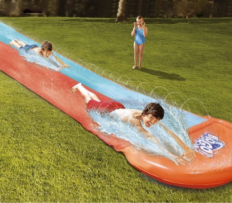 52208 Tobogán acuático doble H2O GO BESTWAY 549 cm para jardín